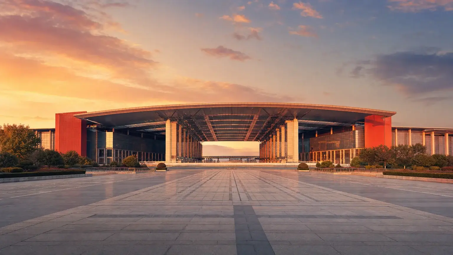 The Yiwu International Trade City wholesale market at golden hour